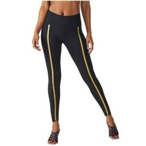 Fabletic Women Black And Gold Stripe Sporty Leggings Size 22 Inches Around Waist